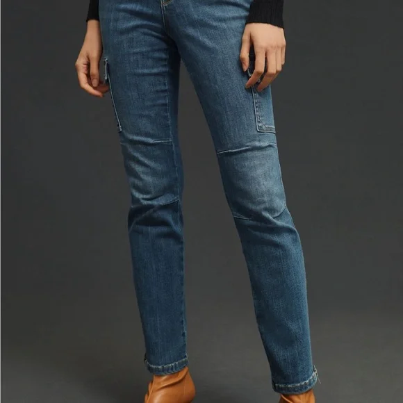 New Anthropologie Pilcro Mid-Rise Slim Straight Cargo Jeans size 29 Tall - Picture 2 of 8